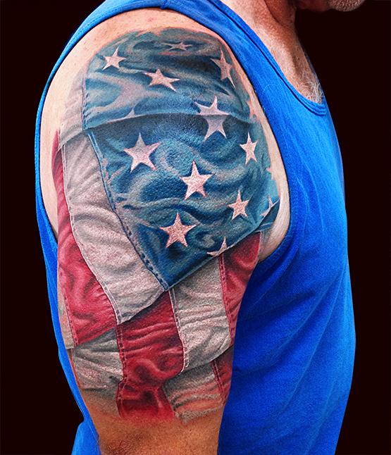 American Flag Tattoo by Marc Durrant TattooNOW